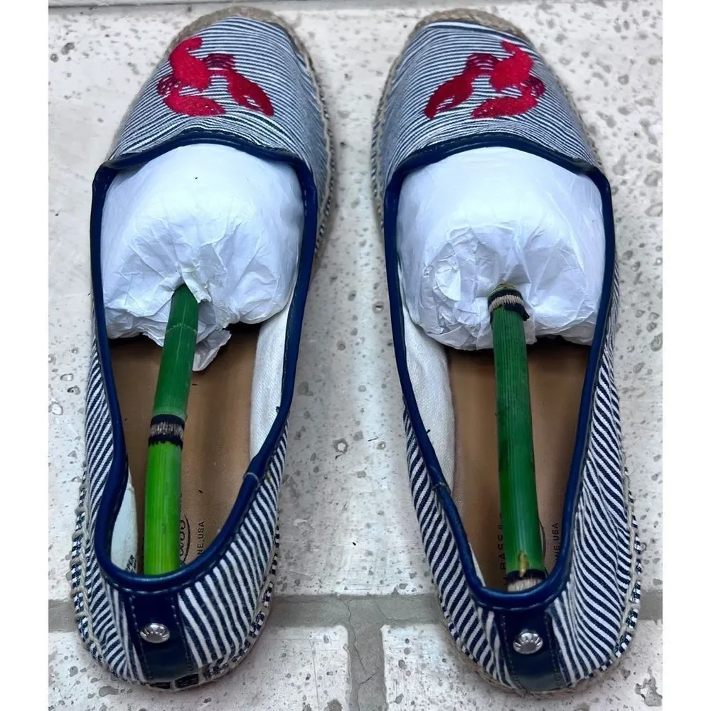 G.H. Bass & Co. Jenna Critter Lobster Crawfish Flats Red Blue Espadrilles Sz 9